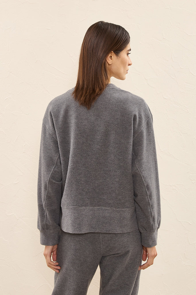 Embroidered sweatshirt in brushed cotton  