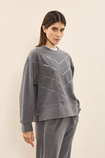 Embroidered sweatshirt in brushed cotton  