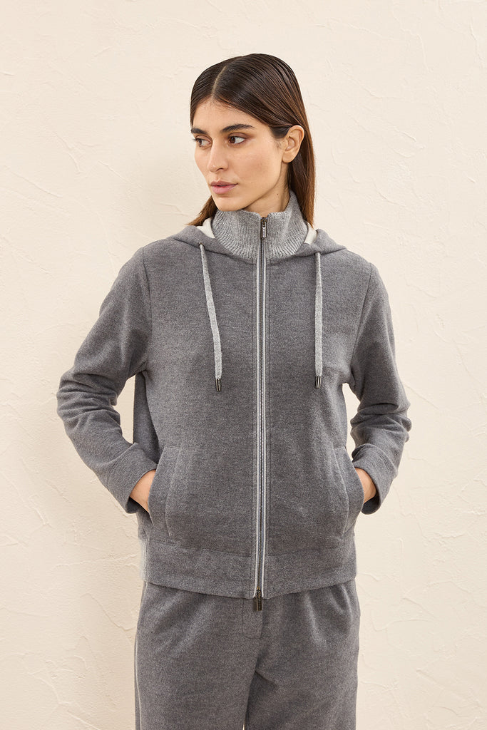 Hoodie in brushed cotton  