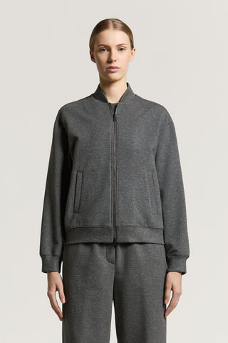 Felpa in cotone e viscosa con zip