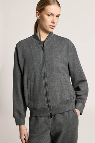 Felpa in cotone e viscosa con zip