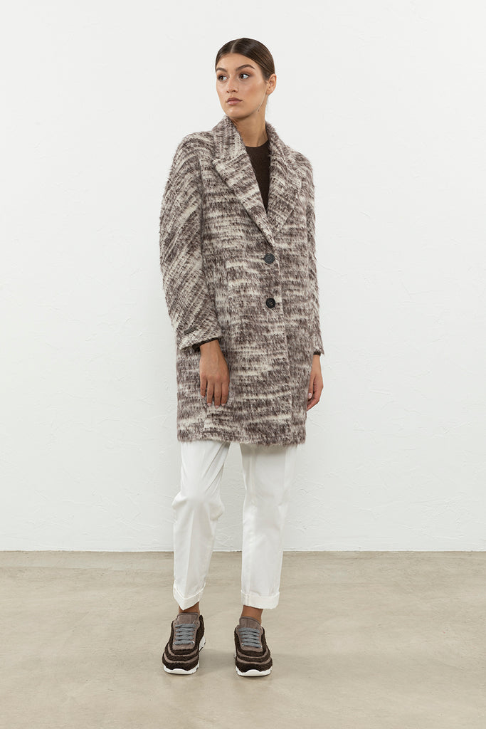 Patterned Suri alpaca wool coat  