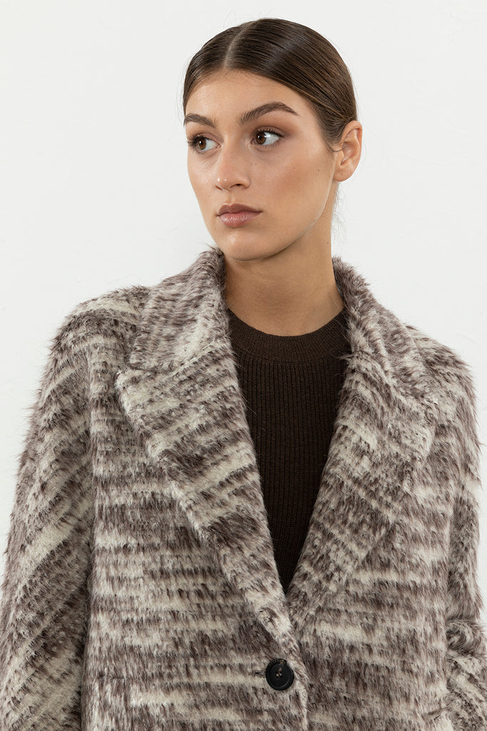 Patterned Suri alpaca wool coat  