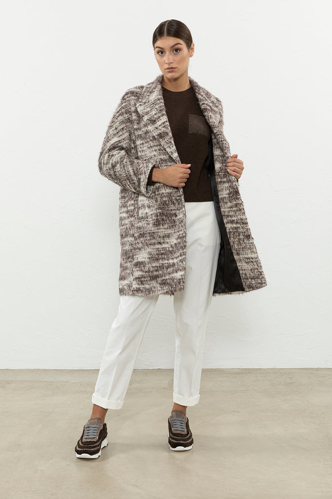 Patterned Suri alpaca wool coat  