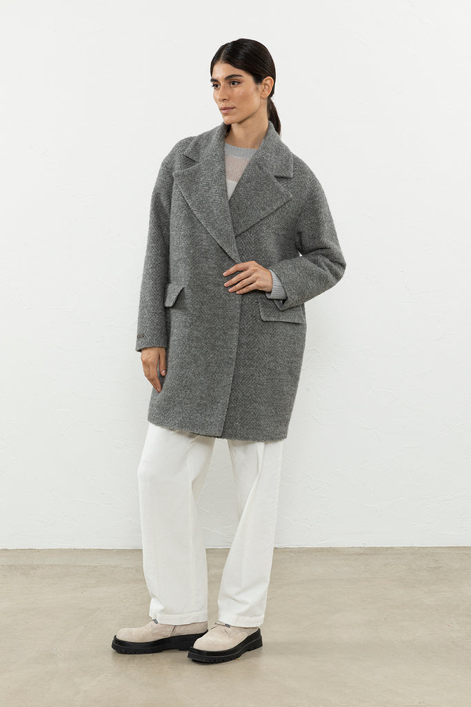 Brushed bouclè lurex wool coat  