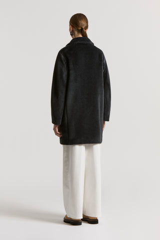 Long-haired alpaca and wool midi coat