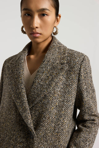 Herringbone wool coat with sequins