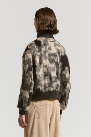 Alpaca and wool jacquard bomber jacket