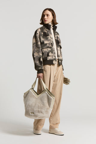 Alpaca and wool jacquard bomber jacket