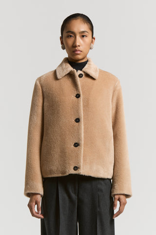 Alpaca and wool velour coat