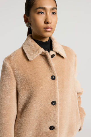 Alpaca and wool velour coat