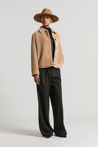 Alpaca and wool velour coat