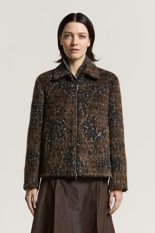 Overshirt in jacquard di lana