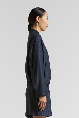 Shiny gabardine bomber sweatshirt