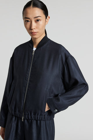 Shiny gabardine bomber sweatshirt