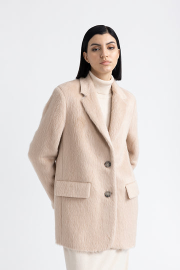 Long haired alpaca and wool coat  