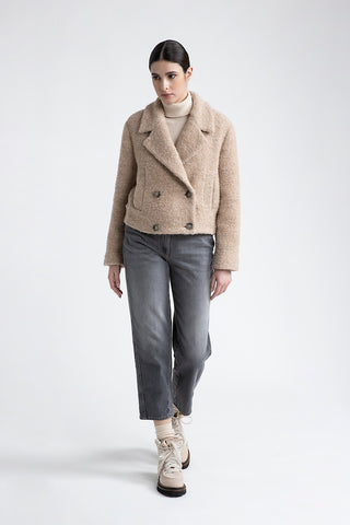 Wool and alpaca cropped coat  