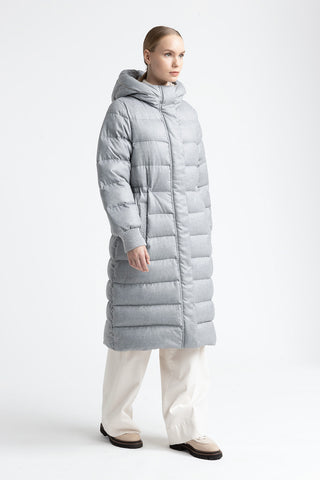 Long goose down jacket with hood  