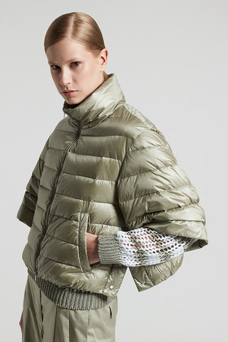 Down jacket with short sleeves