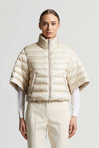 Down jacket with short sleeves