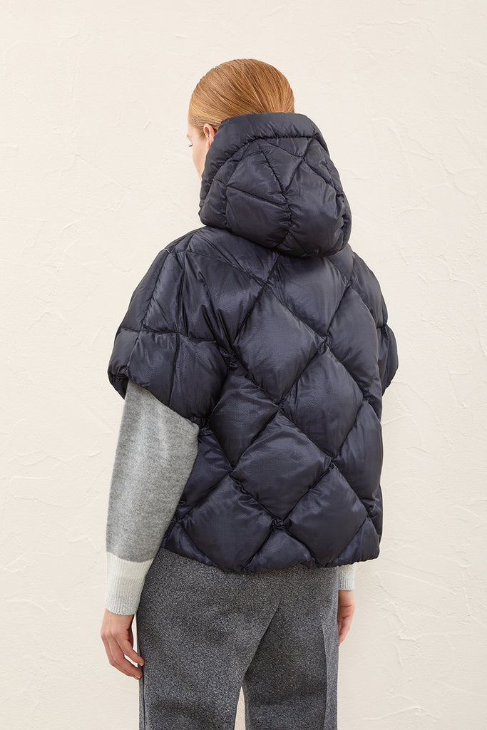 Diamond quilted cape with down fill  