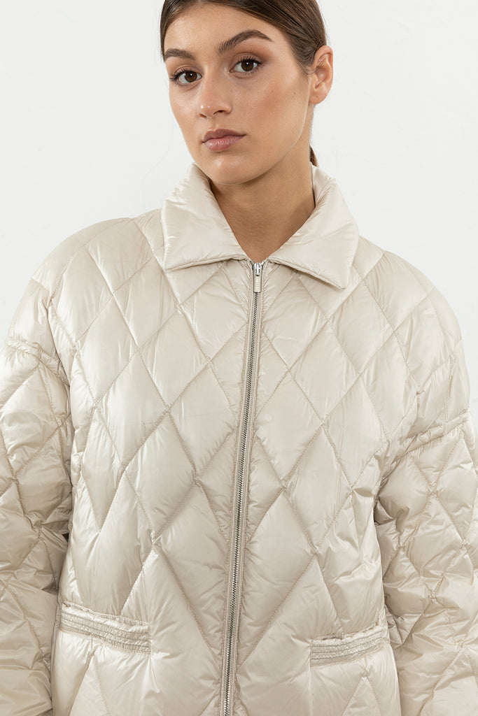 Diamond quilted overshirt with down fill  