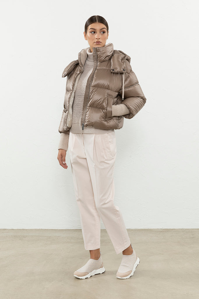 Down-filled nylon cropped jacket  