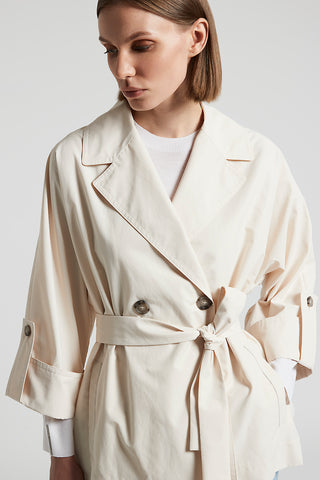 Trench coat in technical cotton faille