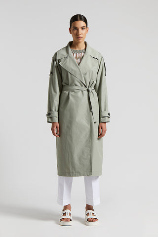 Trench coat in technical cotton faille