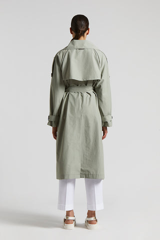 Trench coat in technical cotton faille