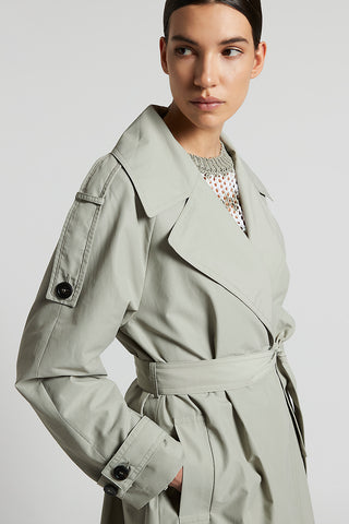 Trench coat in technical cotton faille