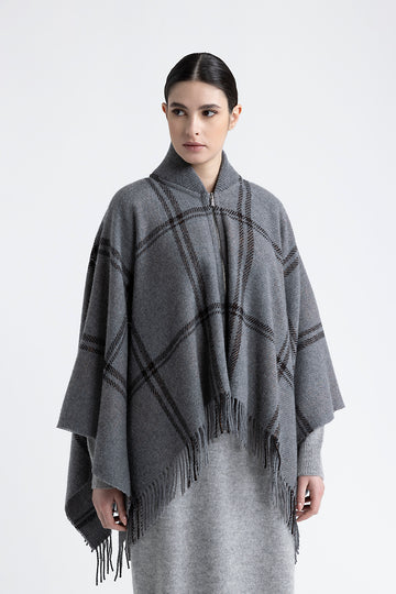 Wool, cashmere and lurex blend poncho  