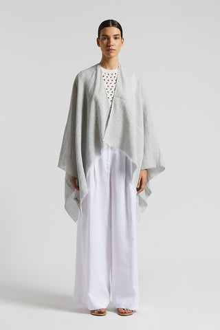 Poncho in organic cotton melange and linen