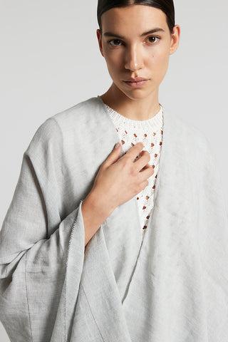 Poncho in organic cotton melange and linen