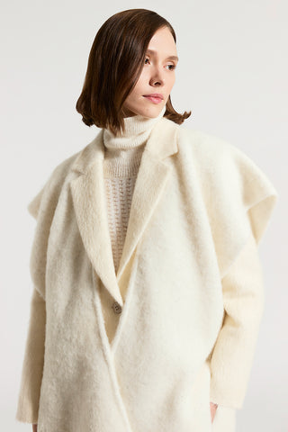 Cappa bouclé paillettes in alpaca, lana e paillettes