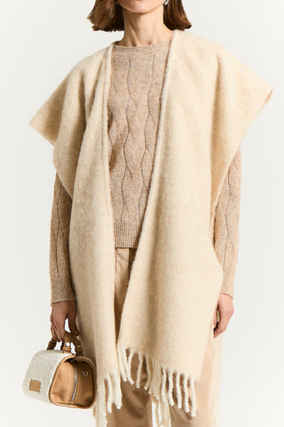 Cappa bouclé paillettes in alpaca, lana e paillettes