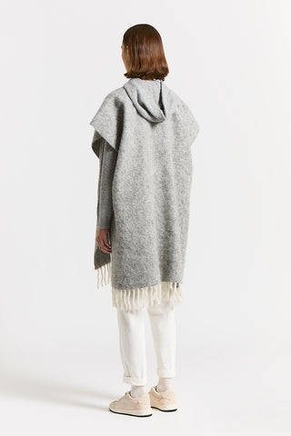 Alpaca, wool and sequinned bouclé cape