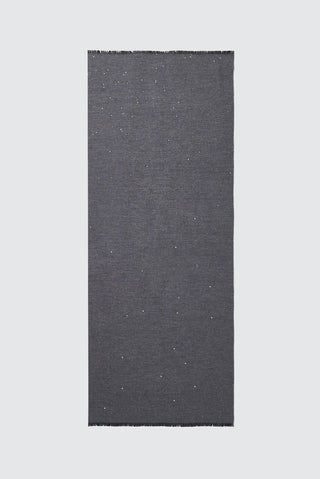 Wool and cotton jacquard stole with sequins