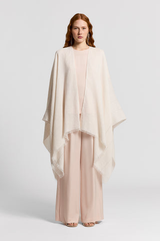 Poncho in lino e cotone con Punto Luce