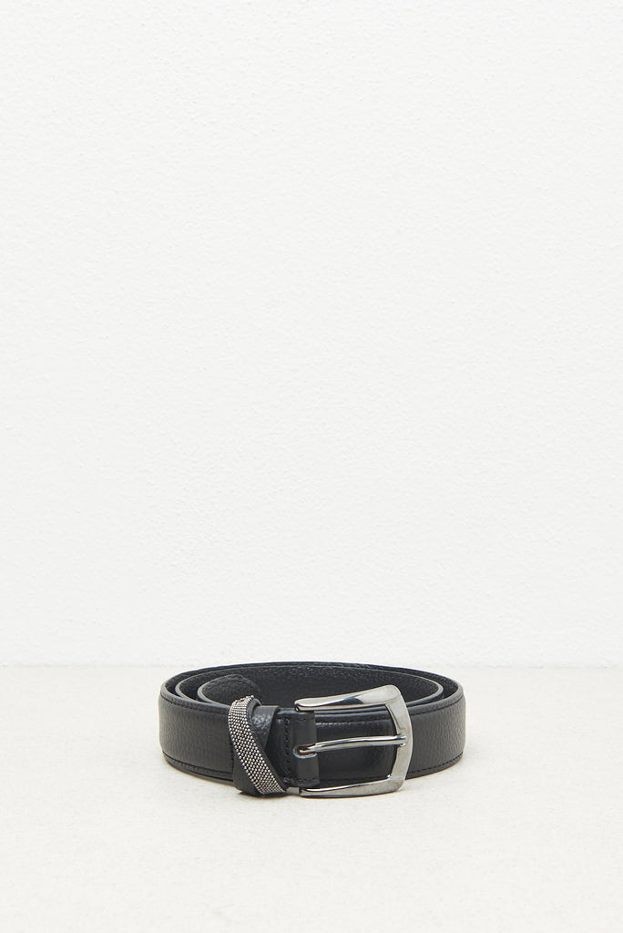 Real grained leather belt with Punto Luce trim  