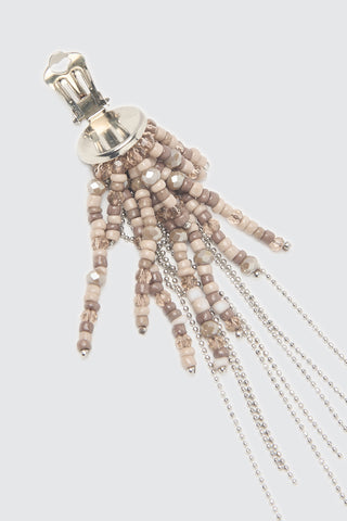 Orecchini a ciuffo in micro perle di vetro e cristalli