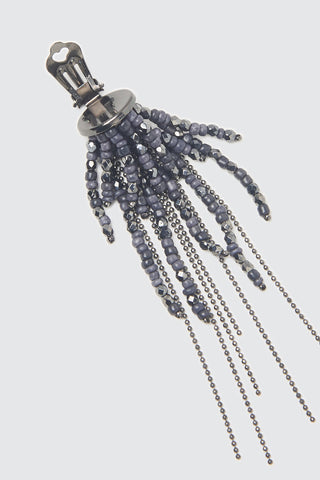 Orecchini a ciuffo in micro perle di vetro e cristalli