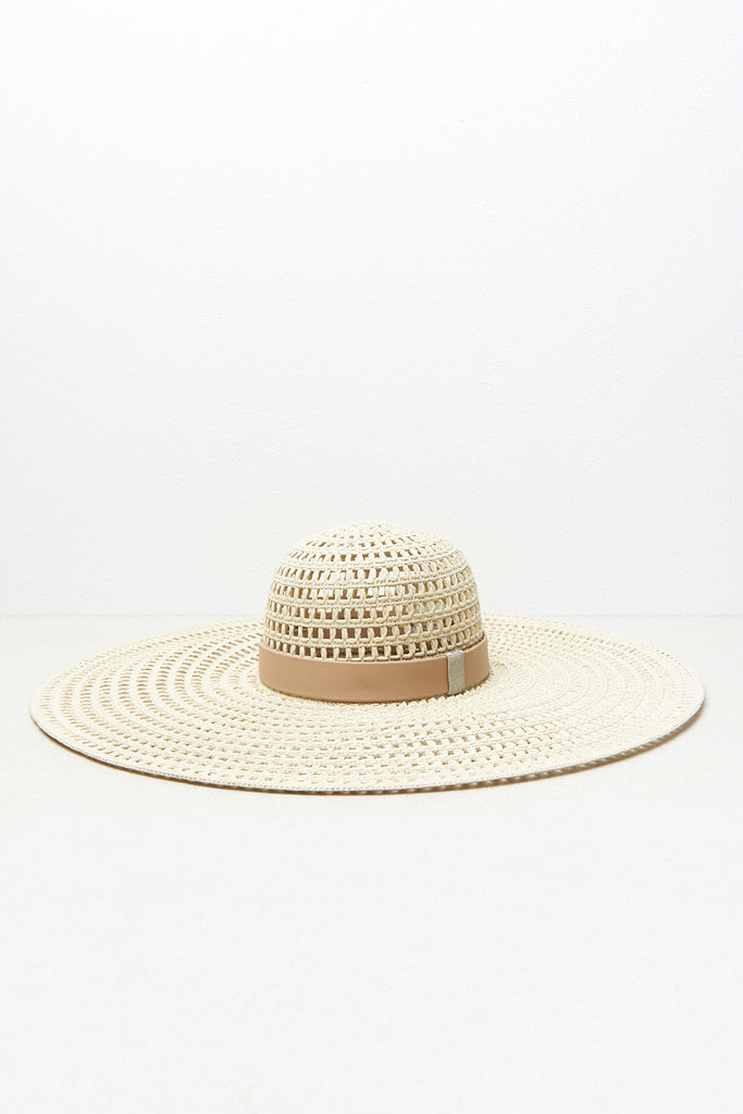 Handwoven hat with real leather hatband  
