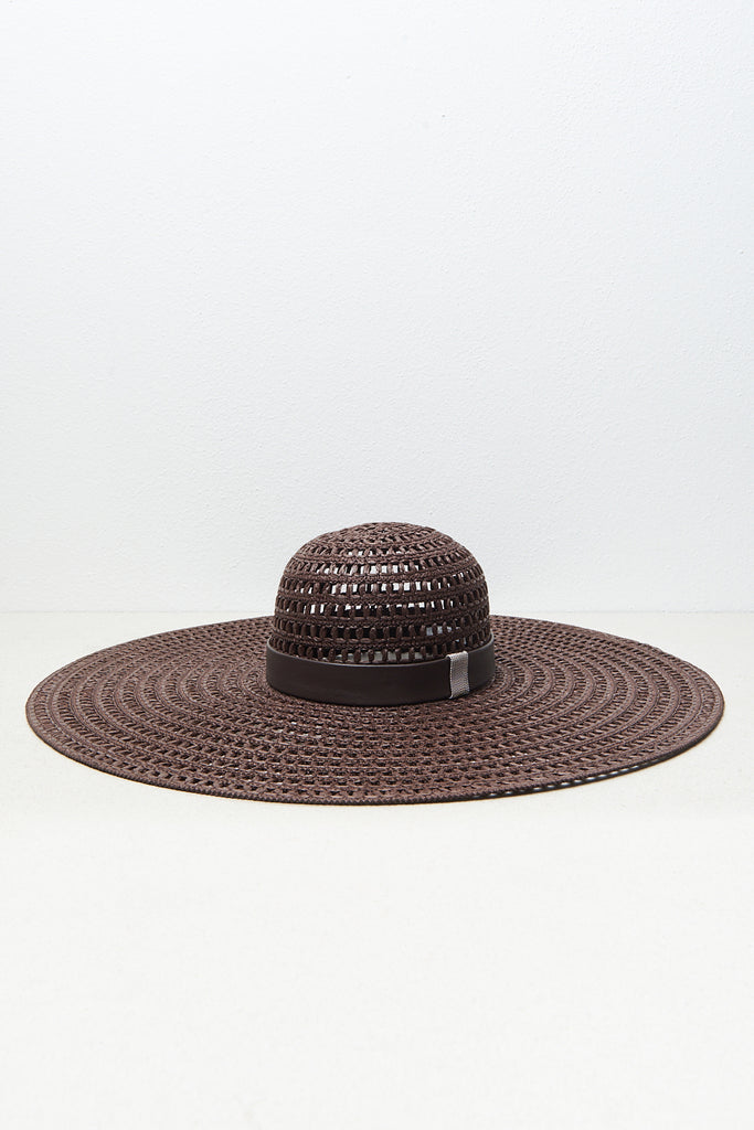 Handwoven hat with real leather hatband  
