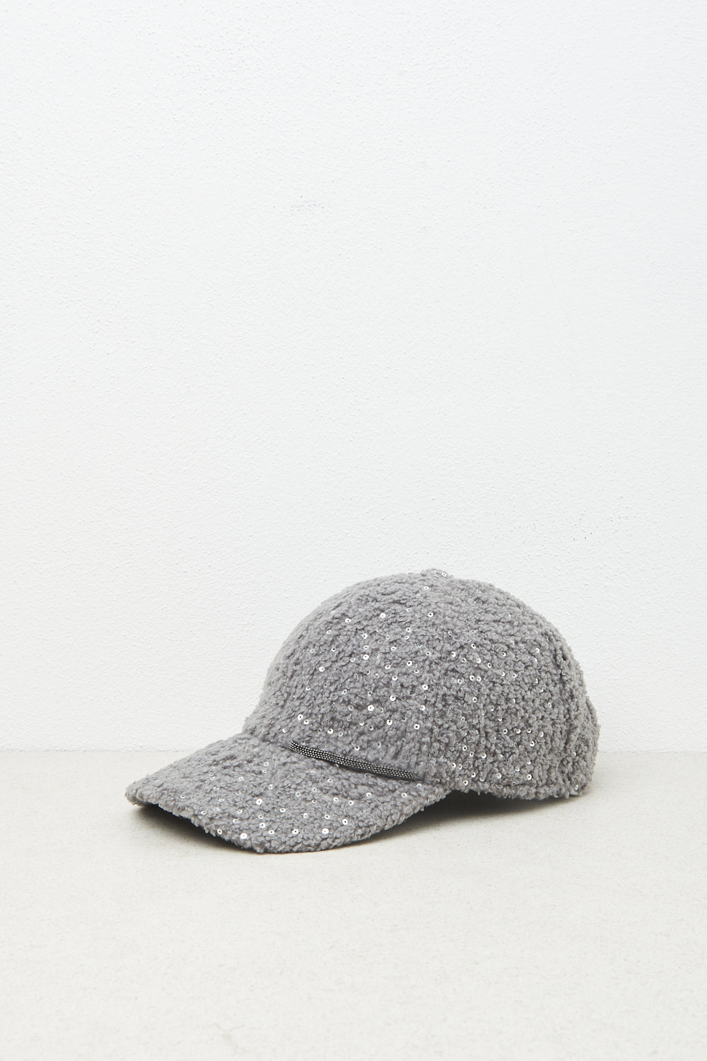 Peserico Cappello baseball in eco-pelliccia con paillettes