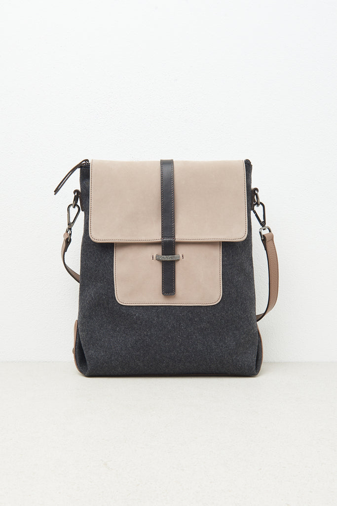 Felt, real leather and Punto Luce trim rucksack  