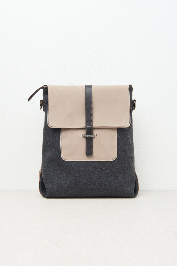 Felt, real leather and Punto Luce trim rucksack  