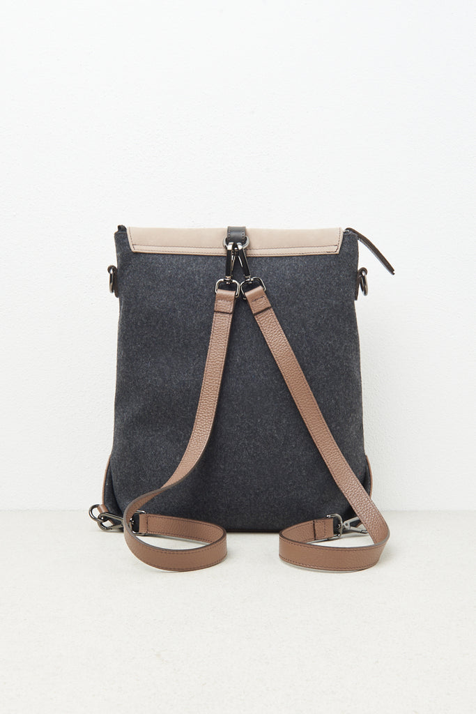 Felt, real leather and Punto Luce trim rucksack  