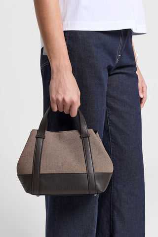 Canvas and leather mini tote bag
