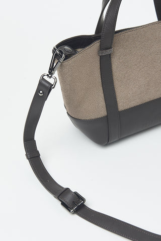 Canvas and leather mini tote bag